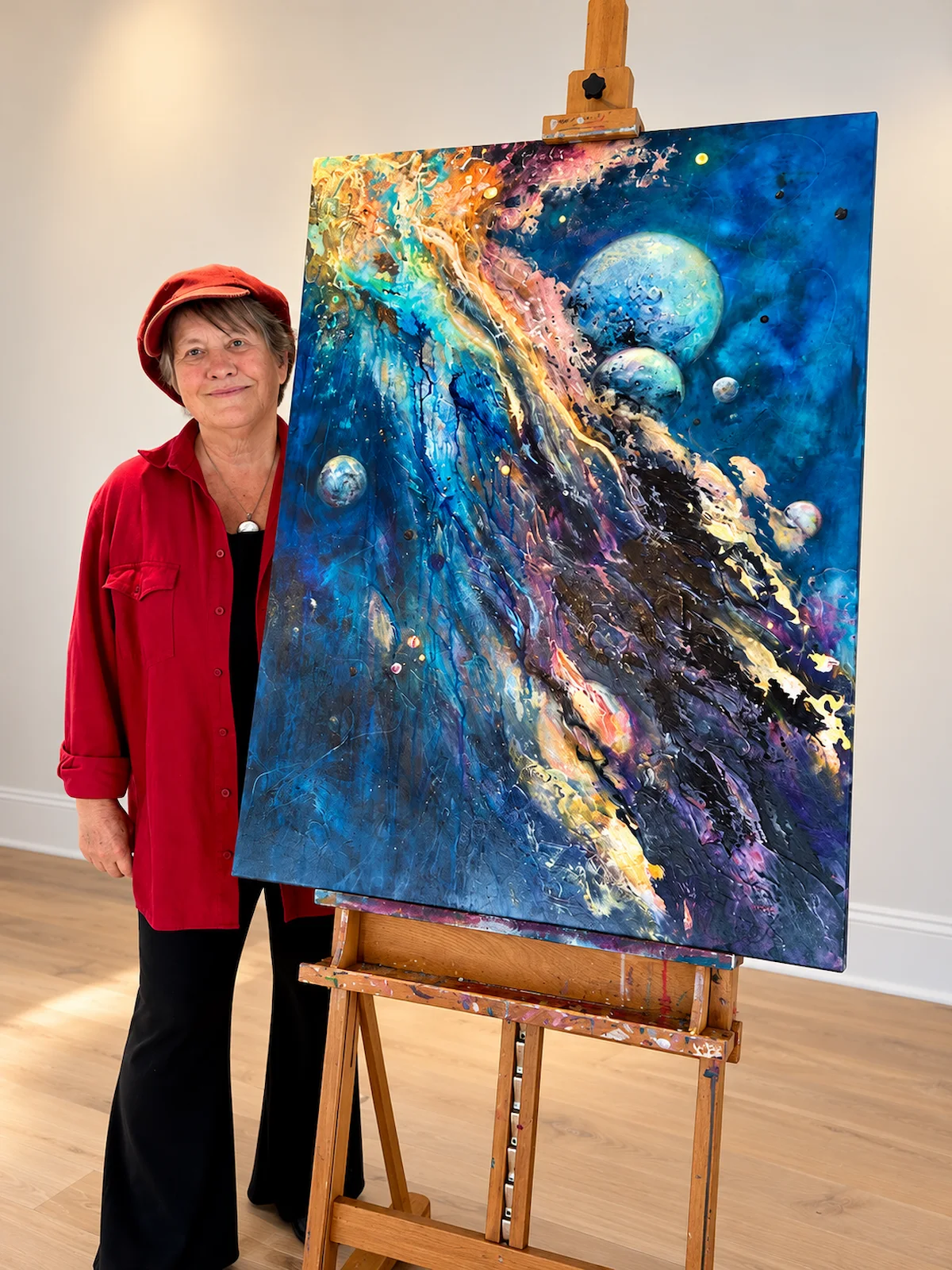 Marlyse with Cosmic Galaxy Painting